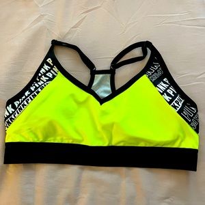 PINK Victoria’s Secret Ultimate Lightly Lined Sports Bra, Large, Neon Yellow